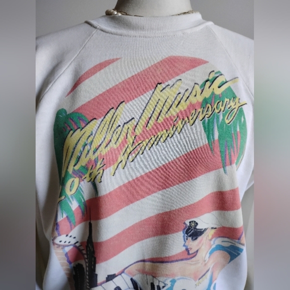 Miller Music 20th Anniversary Pier 84 Concert Vintage 1980's Sweatshirt Size Med - Picture 2 of 16